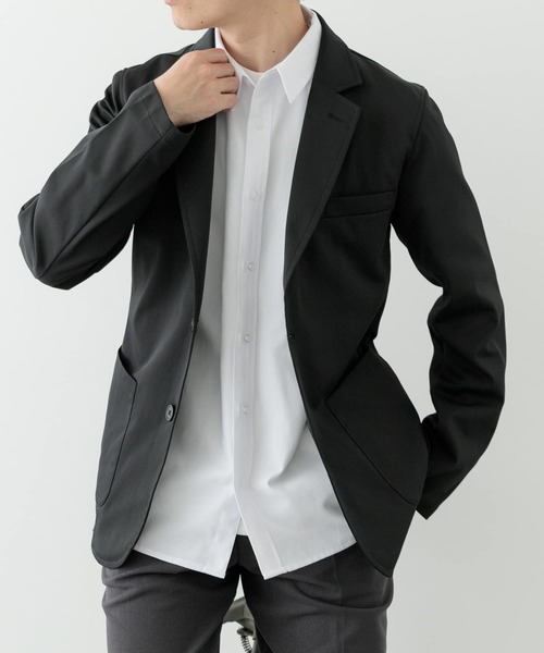 ITEMS URBANRESEARCH（アイテムズ アーバンリサーチ）の「『セットアップ対応』マシンウォッシャブルピケテーラードジャケット（その他アウター・メンズ・ネイビー/カーキ/ブラック・MEDIUM/LARGE）」の5枚目の写真