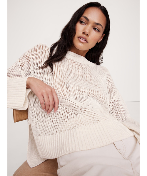 Banana Republic（バナナリパブリック）の「オーバーサイズ リネン セーター（ニット/セーター・レディース・グリーン/アイボリー/カーキ・L/XS/S/M）」の2枚目の写真