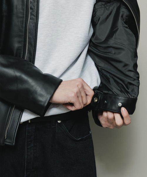 BAL（バル）の「TECH LEATHER ZIP JACKET（ライダースジャケット・メンズ・ブラック・2/3/1）」の9枚目の写真