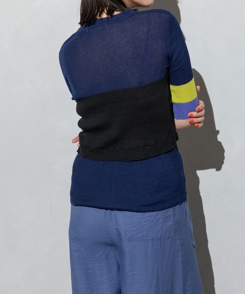 MARECHAL TERRE（マルシャルテル）の「ビスチェリブニット（ニット/セーター・レディース・ネイビー/ライトグレー/ホワイト/ブラック・MEDIUM）」の6枚目の写真