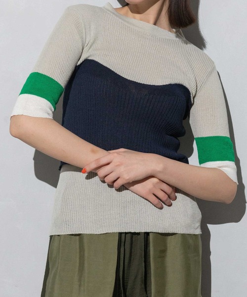 MARECHAL TERRE（マルシャルテル）の「ビスチェリブニット（ニット/セーター・レディース・ネイビー/ライトグレー/ホワイト/ブラック・MEDIUM）」の9枚目の写真