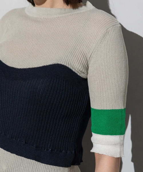 MARECHAL TERRE（マルシャルテル）の「ビスチェリブニット（ニット/セーター・レディース・ネイビー/ライトグレー/ホワイト/ブラック・MEDIUM）」の14枚目の写真