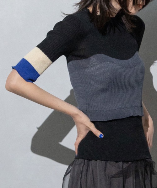 MARECHAL TERRE（マルシャルテル）の「ビスチェリブニット（ニット/セーター・レディース・ネイビー/ライトグレー/ホワイト/ブラック・MEDIUM）」の20枚目の写真