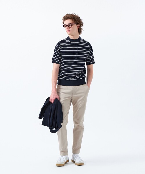 MACKINTOSH PHILOSOPHY（ﾏｯｷﾝﾄｯｼｭ ﾌｨﾛｿﾌｨｰ）の「TEXBRIDプレーティング 半袖セミモックネックプルオーバーニット（Tシャツ/カットソー・メンズ・ダークネイビー/ホワイト系その他/ホワイト/ブルー系その他7・38/40）」の14枚目の写真