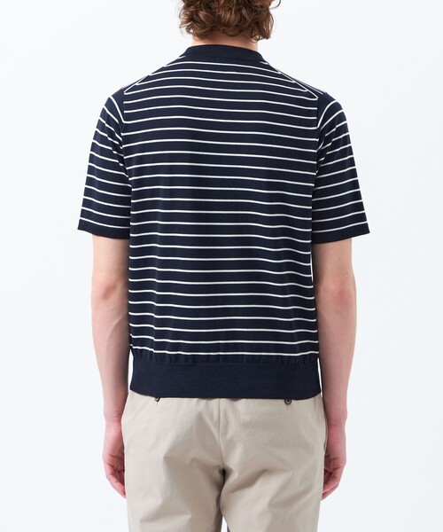 MACKINTOSH PHILOSOPHY（ﾏｯｷﾝﾄｯｼｭ ﾌｨﾛｿﾌｨｰ）の「TEXBRIDプレーティング 半袖セミモックネックプルオーバーニット（Tシャツ/カットソー・メンズ・ダークネイビー/ホワイト系その他/ホワイト/ブルー系その他7・38/40）」の10枚目の写真