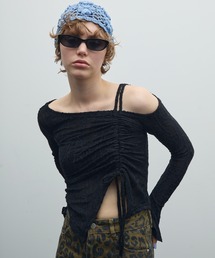 uyu. | ワンショルダーギャザーレーストップス(Tシャツ/カットソー)