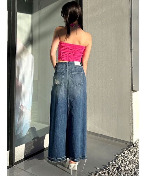 GYDA（ジェイダ）の「ハイウエストレイヤードリメイクロングデニムスカートライクショートパンツ（デニムスカート・レディース・ライトブルー/ブルー・MEDIUM/SMALL）」の12枚目の写真