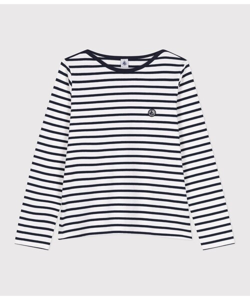 PETIT BATEAU（プチバトー）の「マリニエールプルオーバー（スウェット・レディース・ホワイト×ネイビー・XX-SMALL/X-SMALL/SMALL/MEDIUM）」の2枚目の写真