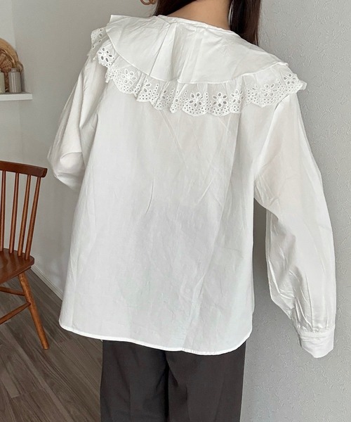 Cham.（チャム）の「ビッグカラーフリルブラウス（シャツ/ブラウス・レディース・オフホワイト・F）」の3枚目の写真