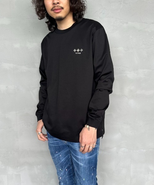 TATRAS ブラック 長袖カットソー TATRAS/タトラス] BELECI ブランドロゴ ロングスリーブTシャツ