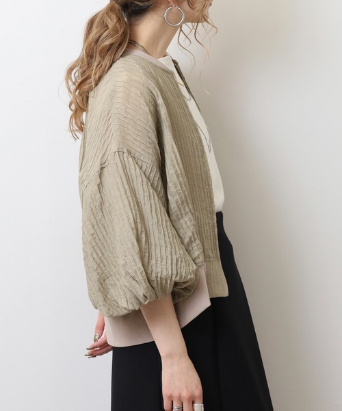EGLANTINE（エグランティーヌ）の「EGLANTINE 【セットアップ対応】楊柳バルーン袖 ジップジャケット（ブルゾン・レディース・オフホワイト/ベージュ/ブラック・40）」の16枚目の写真