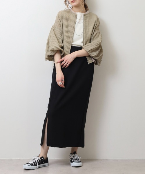 EGLANTINE（エグランティーヌ）の「EGLANTINE 【セットアップ対応】楊柳バルーン袖 ジップジャケット（ブルゾン・レディース・オフホワイト/ベージュ/ブラック・40）」の17枚目の写真