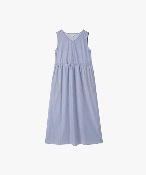 To b. by agnes b.（トゥービーバイアニエスベー）の「ストライプブイネックドレス（ワンピース・レディース・ブルー・36/40/38）」の2枚目の写真