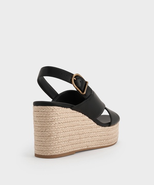 CHARLES & KEITH(チャールズ & キース)の「クロスオーバー エスパドリーユウエッジ(サンダル・レディース・ブラック/ブラウン/ゴールド/サンドベージュ・22.5cm/23cm/23.5cm/24.5cm/25cm/25.5cm/26.5cm)」の6枚目の写真