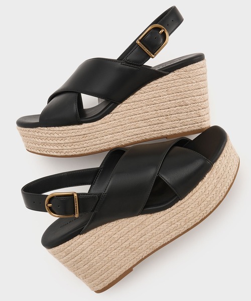 CHARLES & KEITH(チャールズ & キース)の「クロスオーバー エスパドリーユウエッジ(サンダル・レディース・ブラック/ブラウン/ゴールド/サンドベージュ・22.5cm/23cm/23.5cm/24.5cm/25cm/25.5cm/26.5cm)」の7枚目の写真