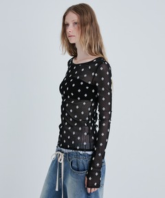 セール】Mixed Fabric Frill Tops/異素材コンビフリルトップス（T