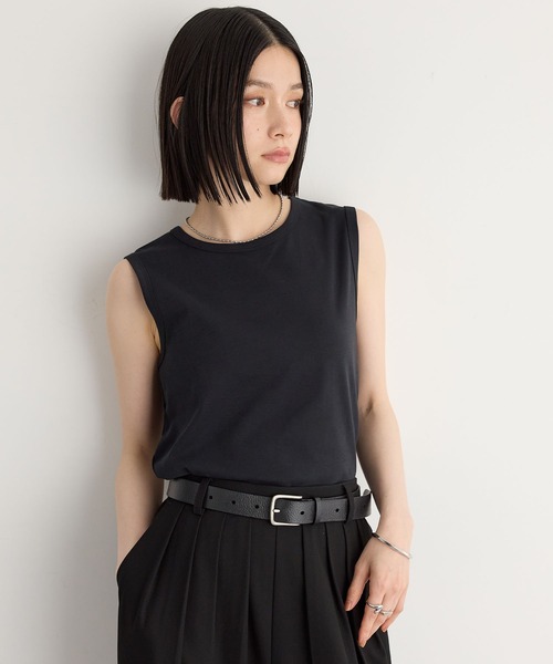 for/c(フォーシー)の「タンクトップ2点セット【サスティナブル】(Tシャツ/カットソー・レディース・ブラック×ブラック/ホワイト×グレー・M/L/LL)」の2枚目の写真
