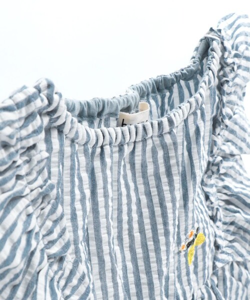 BRANSHES（ブランシェス）の「【おそろい】レモン＆フラワー総柄刺繍チュニック（シャツ/ブラウス・キッズ・オフホワイト/ラベンダー・80/140/120/90/150/110/100/130）」の4枚目の写真