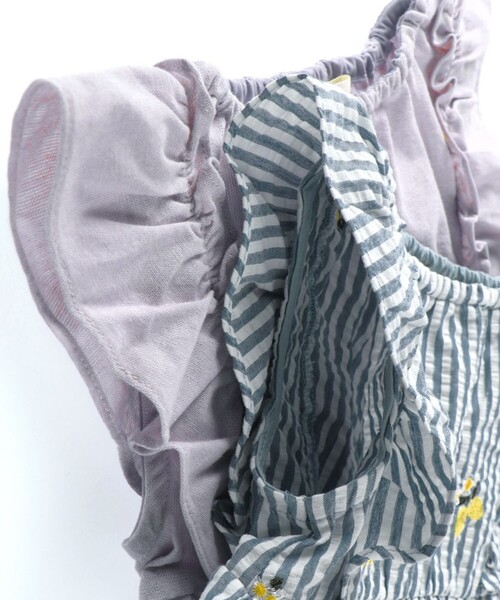 BRANSHES（ブランシェス）の「【おそろい】レモン＆フラワー総柄刺繍チュニック（シャツ/ブラウス・キッズ・オフホワイト/ラベンダー・80/140/120/90/150/110/100/130）」の5枚目の写真