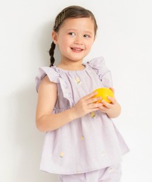 BRANSHES（ブランシェス）の「【おそろい】レモン＆フラワー総柄刺繍チュニック（シャツ/ブラウス・キッズ）」