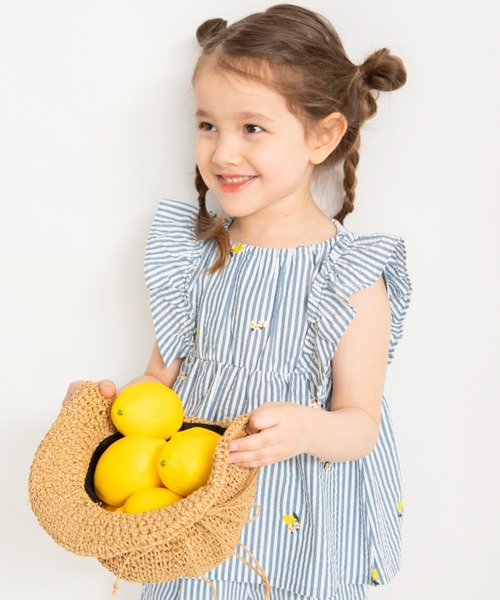 BRANSHES（ブランシェス）の「【おそろい】レモン＆フラワー総柄刺繍チュニック（シャツ/ブラウス・キッズ・オフホワイト/ラベンダー・80/140/120/90/150/110/100/130）」の18枚目の写真