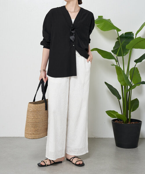 Jena espace merveilleux（ジェナ　エスパスメルヴェイユ）の「ペイズリー刺繍パンツ（その他パンツ・レディース・ブラック/オフホワイト・FREE）」の4枚目の写真