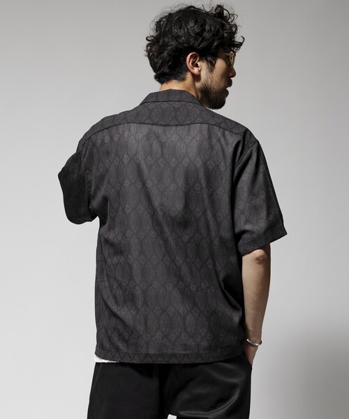 Firsthand（ファーストハンド）の「Firsthand/ファーストハンド オーバーサイズ ライトメッシュ オープンカラーシャツ / シアー 柄シャツ / ペイズリーシャツ /イージーケア（シャツ/ブラウス・メンズ・ブラック/ネイビー・M/L）」の10枚目の写真