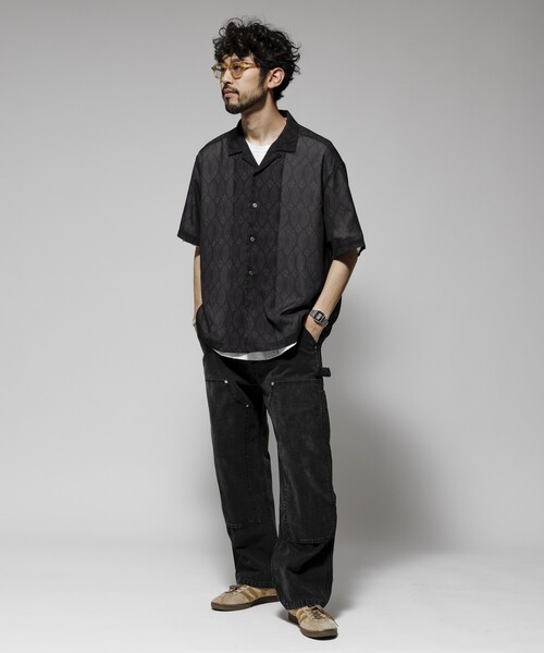 Firsthand（ファーストハンド）の「Firsthand/ファーストハンド オーバーサイズ ライトメッシュ オープンカラーシャツ / シアー 柄シャツ / ペイズリーシャツ /イージーケア（シャツ/ブラウス・メンズ・ブラック/ネイビー・M/L）」の12枚目の写真