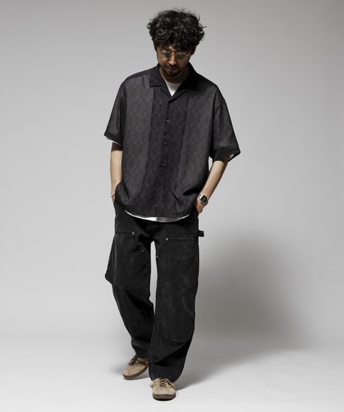 Firsthand（ファーストハンド）の「Firsthand/ファーストハンド オーバーサイズ ライトメッシュ オープンカラーシャツ / シアー 柄シャツ / ペイズリーシャツ /イージーケア（シャツ/ブラウス・メンズ・ブラック/ネイビー・M/L）」の13枚目の写真