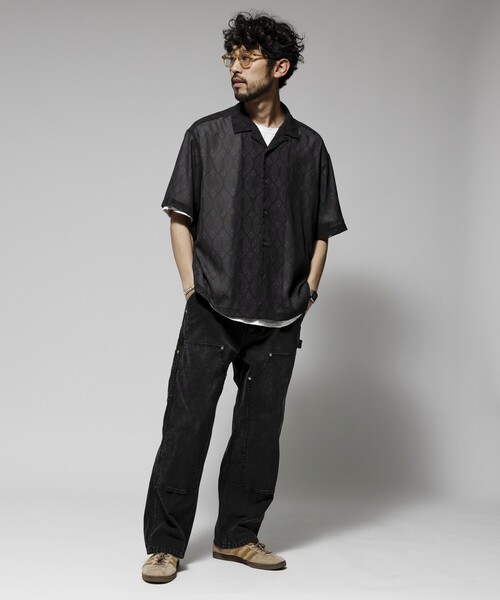 Firsthand（ファーストハンド）の「Firsthand/ファーストハンド オーバーサイズ ライトメッシュ オープンカラーシャツ / シアー 柄シャツ / ペイズリーシャツ /イージーケア（シャツ/ブラウス・メンズ・ブラック/ネイビー・M/L）」の16枚目の写真