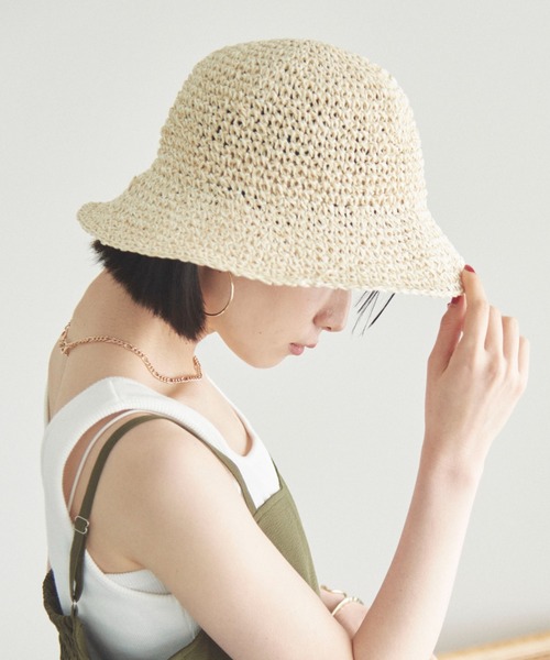 Doux archives(ドゥアルシーヴ)の「クロシェバケットハット(ハット・レディース・ベージュ/ブラック・FREE)」の17枚目の写真