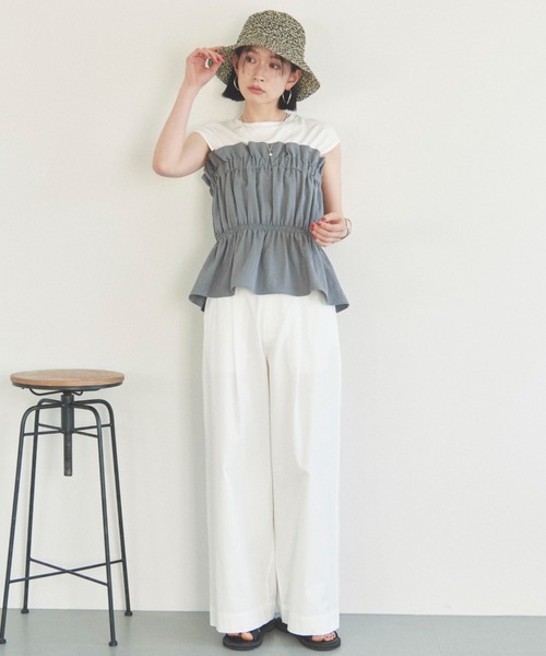 Doux archives(ドゥアルシーヴ)の「クロシェバケットハット(ハット・レディース・ベージュ/ブラック・FREE)」の4枚目の写真