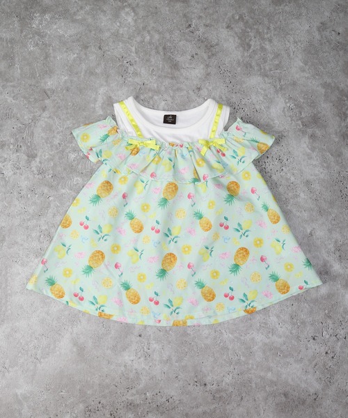 AIMABLE(エマーブル)の「フルーツ総柄肩あきブラウス(シャツ/ブラウス・キッズ・ラベンダー/ミント・100/110/120/130/140)」の1枚目の写真