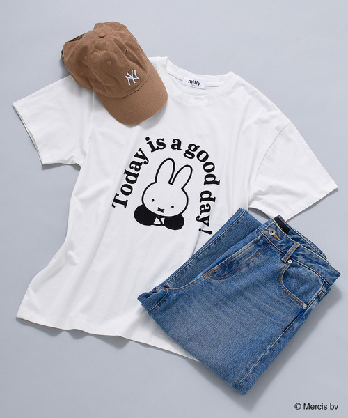 Miffy（ ミッフィー）の「【miffy/ミッフィー】英字プリント半袖Tシャツ（Tシャツ/カットソー・レディース・オフホワイト/チャコール・M～Ｌ/LL～3L）」の22枚目の写真