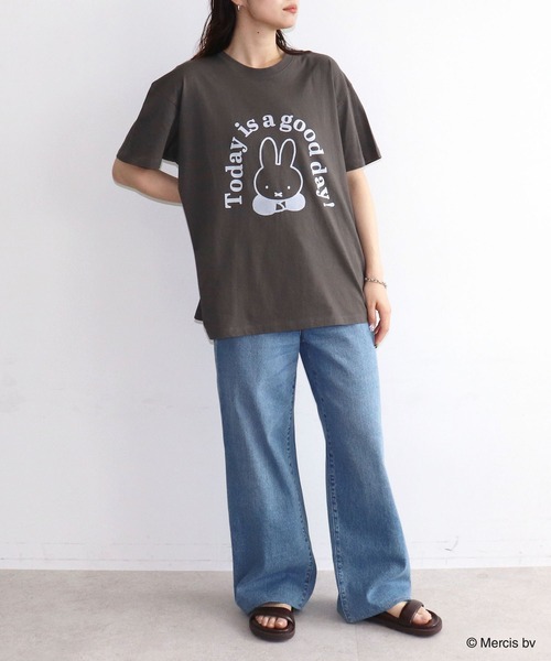 Miffy（ ミッフィー）の「【miffy/ミッフィー】英字プリント半袖Tシャツ（Tシャツ/カットソー・レディース・オフホワイト/チャコール・M～Ｌ/LL～3L）」の5枚目の写真