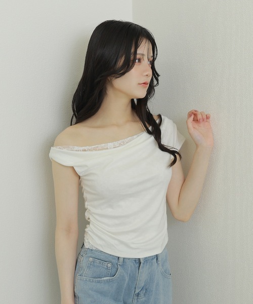 M DOLLY(エムドリー)の「lace layered tops/レースレイヤードトップス(Tシャツ/カットソー・レディース・ホワイト/ブラック・FREE)」の13枚目の写真