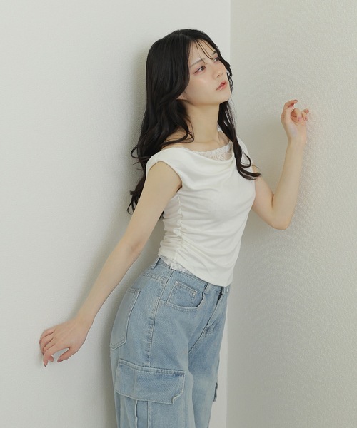 M DOLLY(エムドリー)の「lace layered tops/レースレイヤードトップス(Tシャツ/カットソー・レディース・ホワイト/ブラック・FREE)」の15枚目の写真