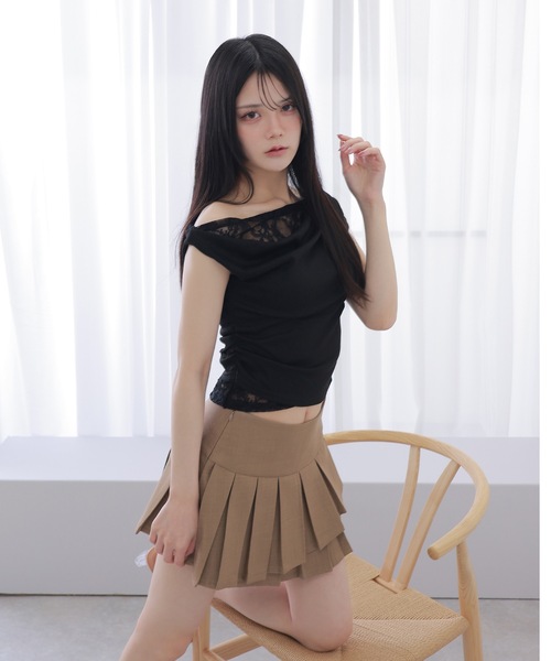 M DOLLY(エムドリー)の「lace layered tops/レースレイヤードトップス(Tシャツ/カットソー・レディース・ホワイト/ブラック・FREE)」の6枚目の写真