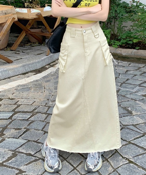 Doux Belle（ドゥーベル）の「ミリタリーテイストAラインロングスカート（スカート・レディース・カーキ/オフホワイト・MEDIUM）」の10枚目の写真