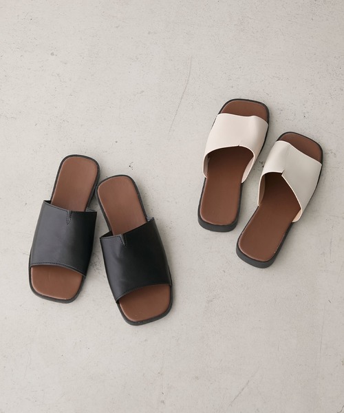 forksy.(フォルクシー)の「【forksy.】フラットソール ベーシック サンダル(サンダル・レディース・ブラック/ベージュ・L/M)」の1枚目の写真