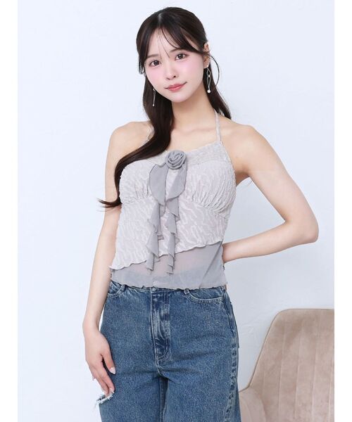 EATME(イートミー)の「カップ付コサージュキャミソール(キャミソール・レディース・オフホワイト/ブラック/グレー・FREE)」の22枚目の写真