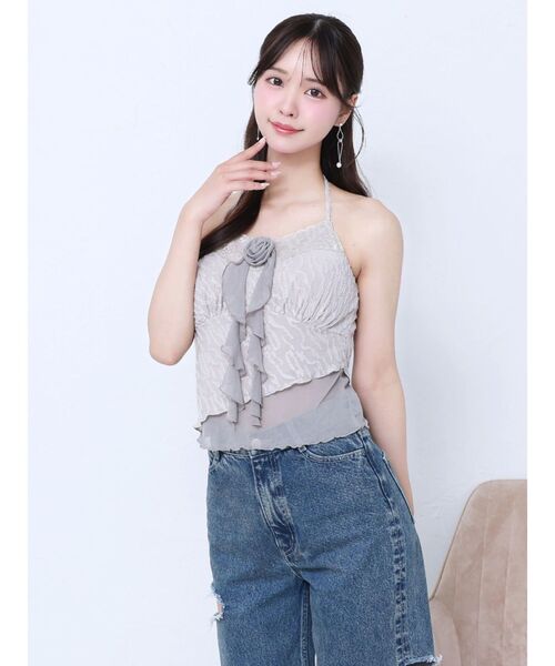 EATME(イートミー)の「カップ付コサージュキャミソール(キャミソール・レディース・オフホワイト/ブラック/グレー・FREE)」の21枚目の写真