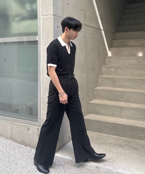 Otte(オッテ)の「コリアンバイカラーポロトップス(シャツ/ブラウス・メンズ・ブラック/ホワイト・LARGE/MEDIUM)」の15枚目の写真