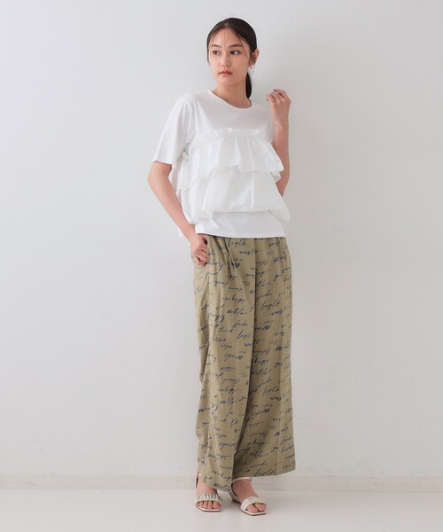 OPAQUE.CLIP（オペークドットクリップ）の「◆ダブルフリルデザイントップス【洗濯機洗い可】（Tシャツ/カットソー・レディース・ネイビー/ホワイト/ブラック・38/42/40）」の5枚目の写真