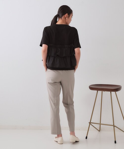 OPAQUE.CLIP（オペークドットクリップ）の「◆ダブルフリルデザイントップス【洗濯機洗い可】（Tシャツ/カットソー・レディース・ネイビー/ホワイト/ブラック・38/42/40）」の10枚目の写真