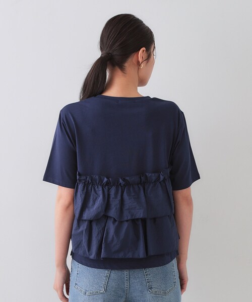 ダブルフリルデザイントップス【洗濯機洗い可】（Tシャツ