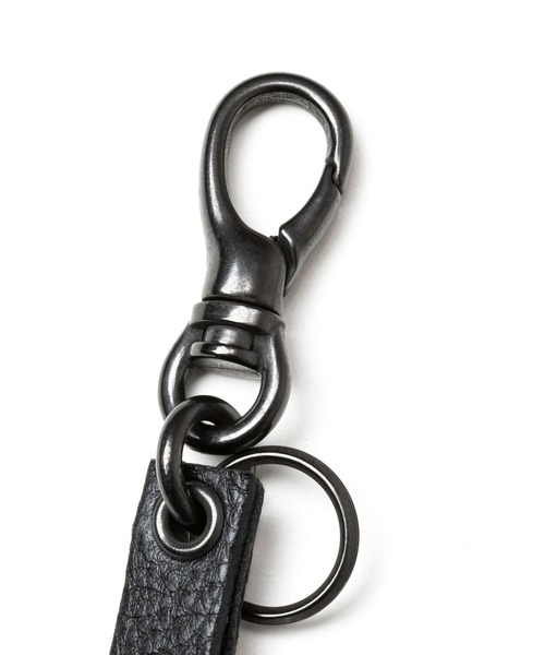 CALEE キーリング CALEE/キャリー STUDS&KNITTING LEATHER LONG KEY RING