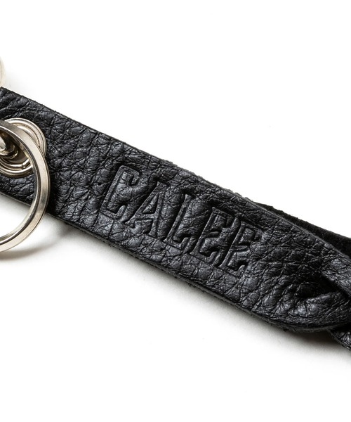 CALEE/キャリー STUDS&KNITTING LEATHER LONG KEY RING