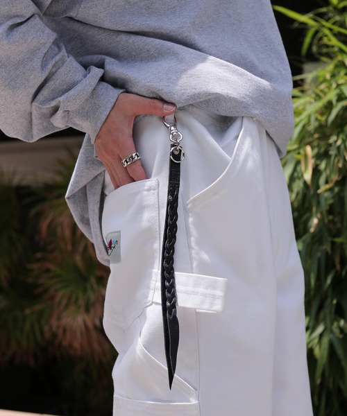 【希少】 calee キャリー キーリング CALEE/キャリー STUDS&KNITTING LEATHER LONG KEY RING