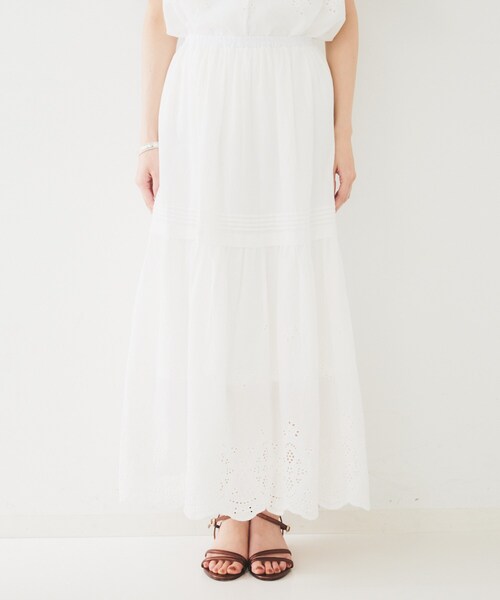 UNTITLED（アンタイトル）の「【セットアップ可/コットン100】スカラップ刺繍スカート（スカート・レディース・ホワイト/ブラック・42/44/46/48/00/01/02/03/04）」の12枚目の写真